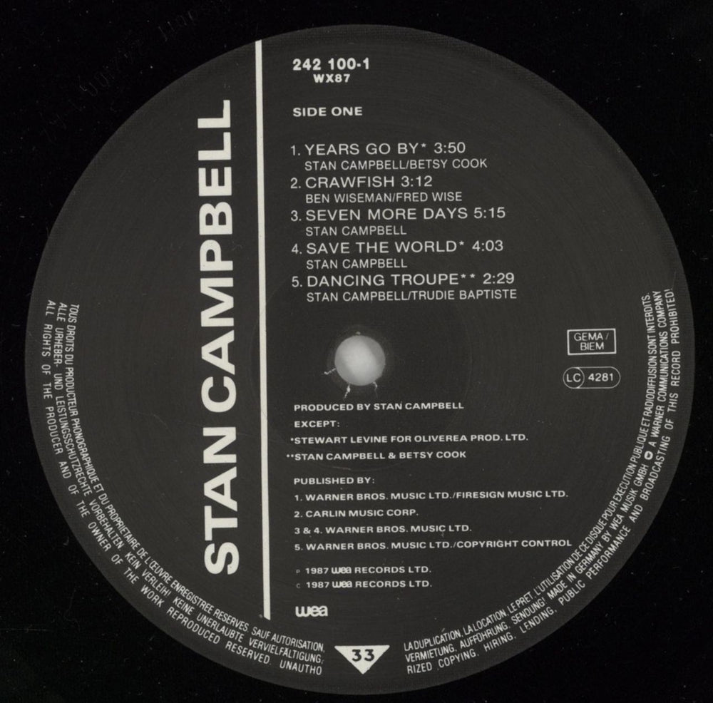 Stan Campbell Stan Campbell UK vinyl LP album (LP record) UTBLPST726486