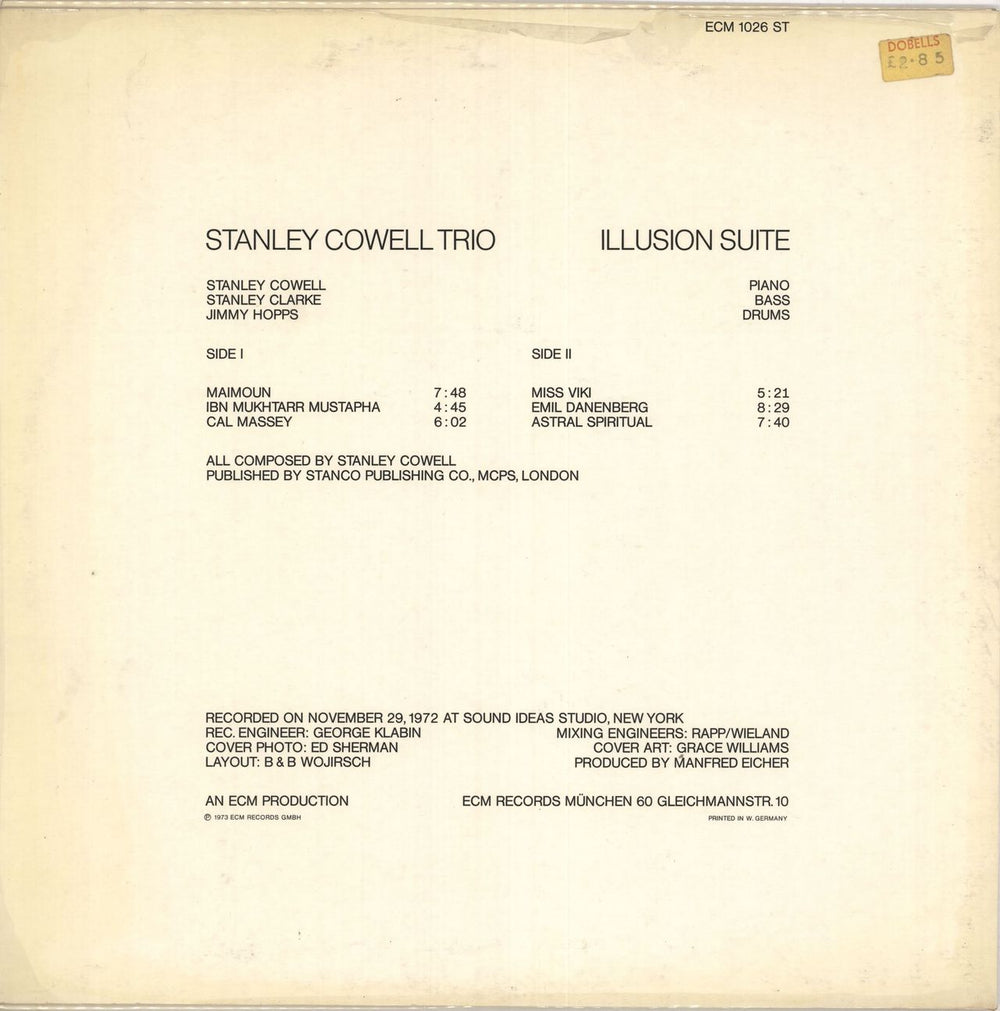 Stanley Cowell Illusion Suite German vinyl LP album (LP record) UYDLPIL734276