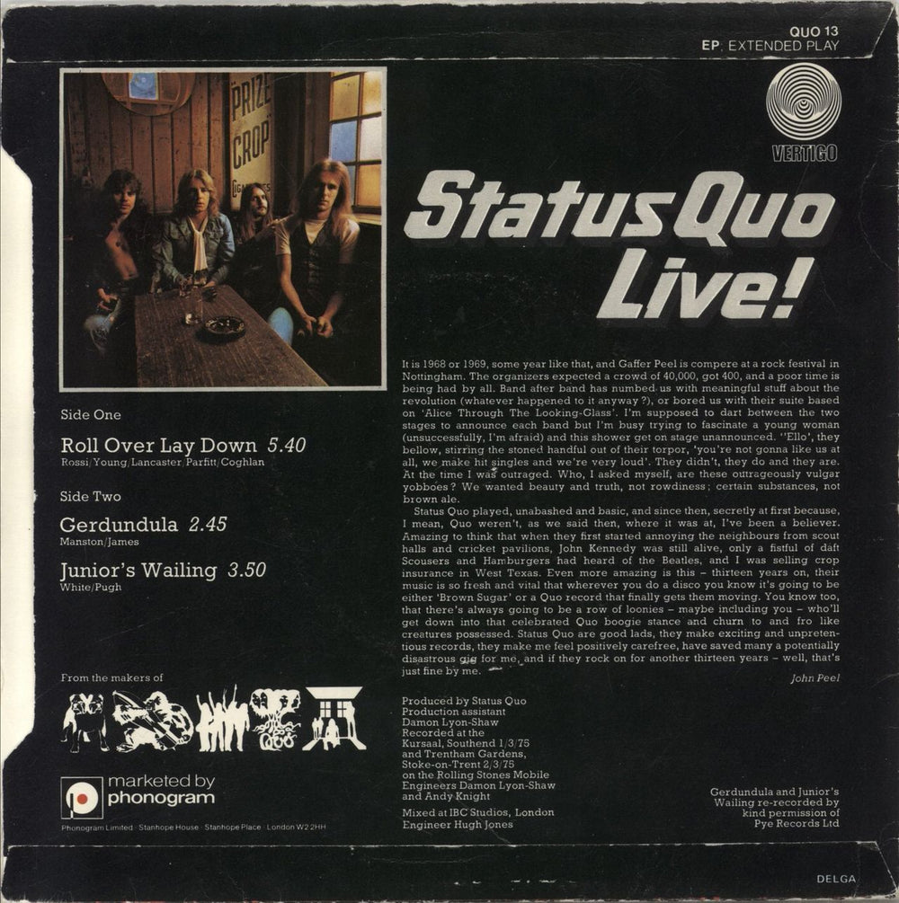 Status Quo Live! - EX UK 7" vinyl single (7 inch record / 45)