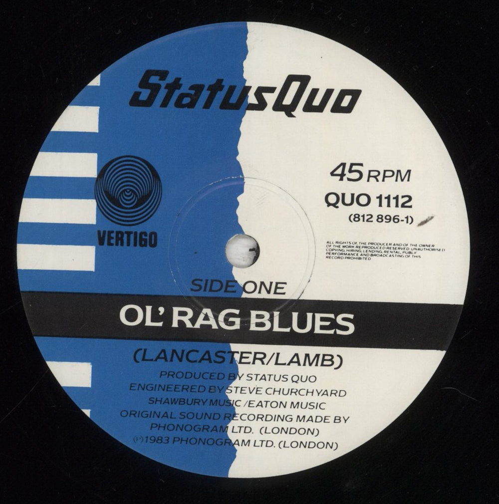 Status Quo Ol' Rag Blues - Ex UK 12" vinyl single (12 inch record / Maxi-single) QUO12OL701147