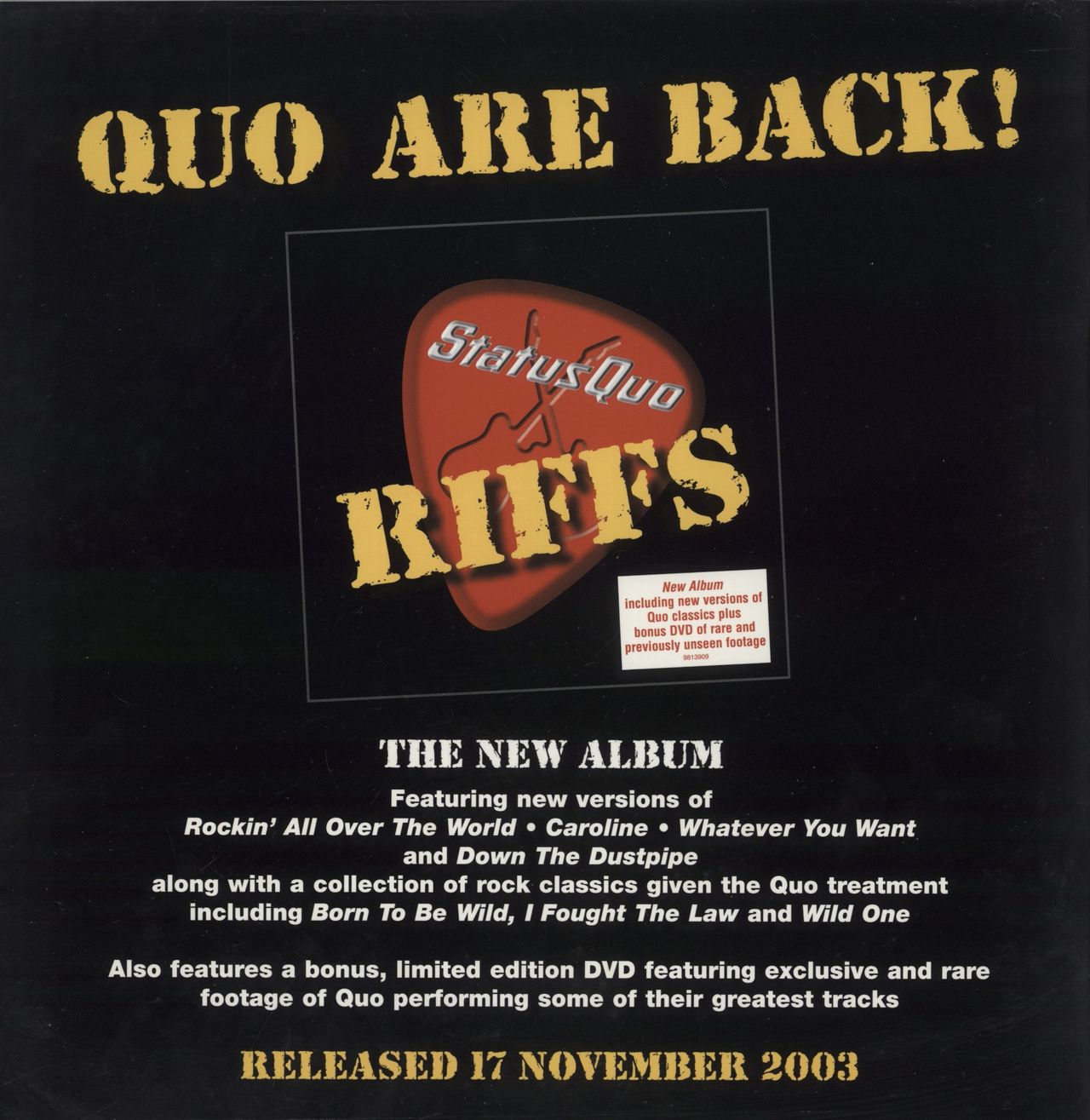 Status Quo Riffs World Tour 2003-2004 UK tour programme