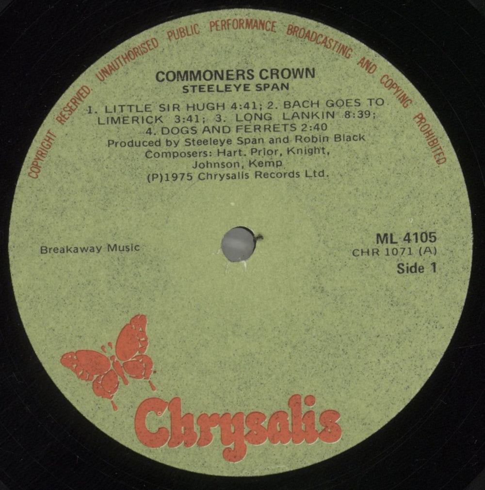 Steeleye Span Commoners Crown South African vinyl LP album (LP record) SSPLPCO857405