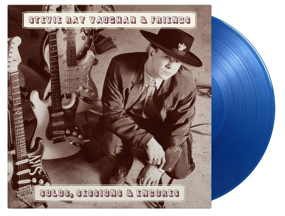 Stevie Ray Vaughan Solos, Sessions & Encores - Translucent Blue Vinyl 180 Gram UK 2-LP vinyl record set (Double LP Album) MOVLP3537