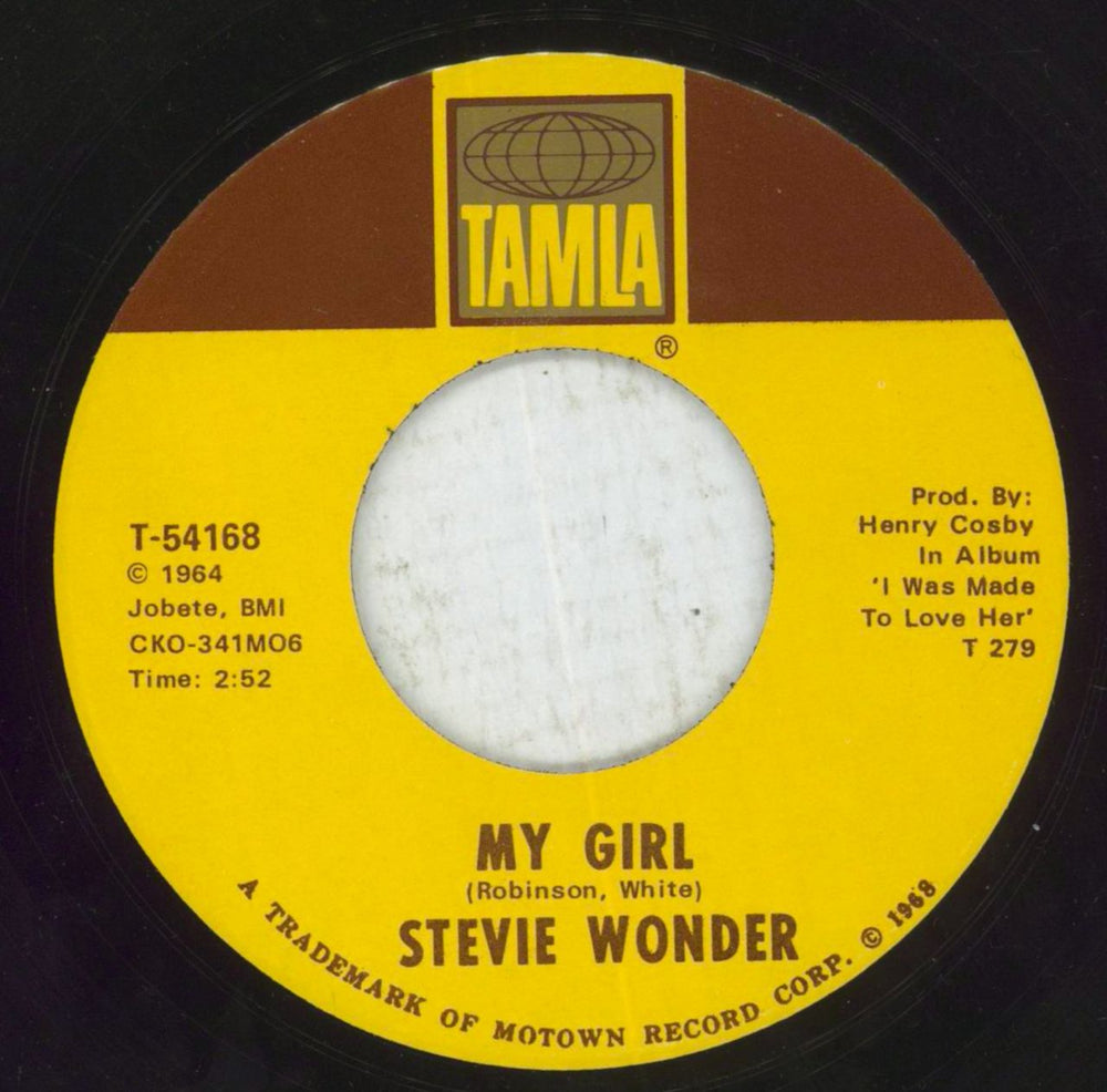 Stevie Wonder My Girl US Promo 7" vinyl single (7 inch record / 45) T-54168