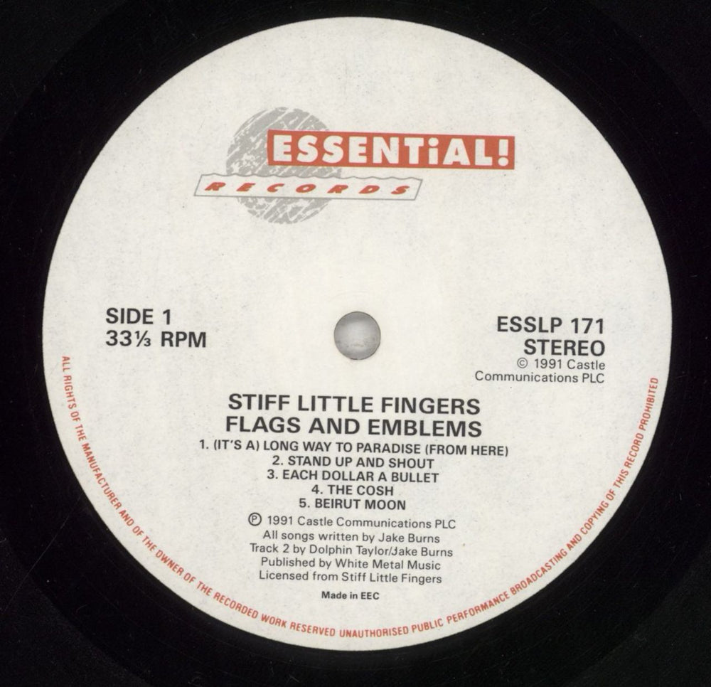 Stiff Little Fingers Flags & Emblems UK vinyl LP album (LP record) SFILPFL854768