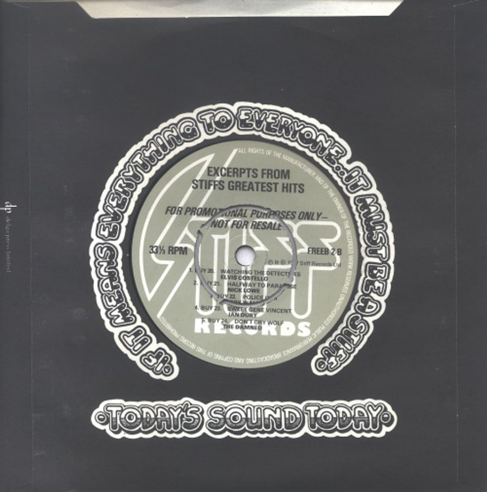 Stiff Records Excerpts From Stiffs Greatest Hits UK Promo 7" vinyl single (7 inch record / 45) SX807EX367649