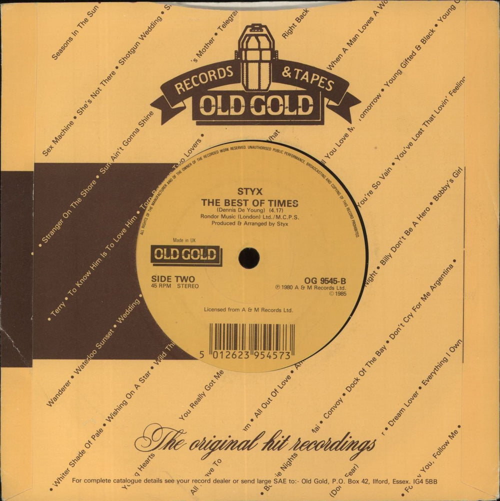 Styx Babe UK 7" vinyl single (7 inch record / 45) 5012623954573