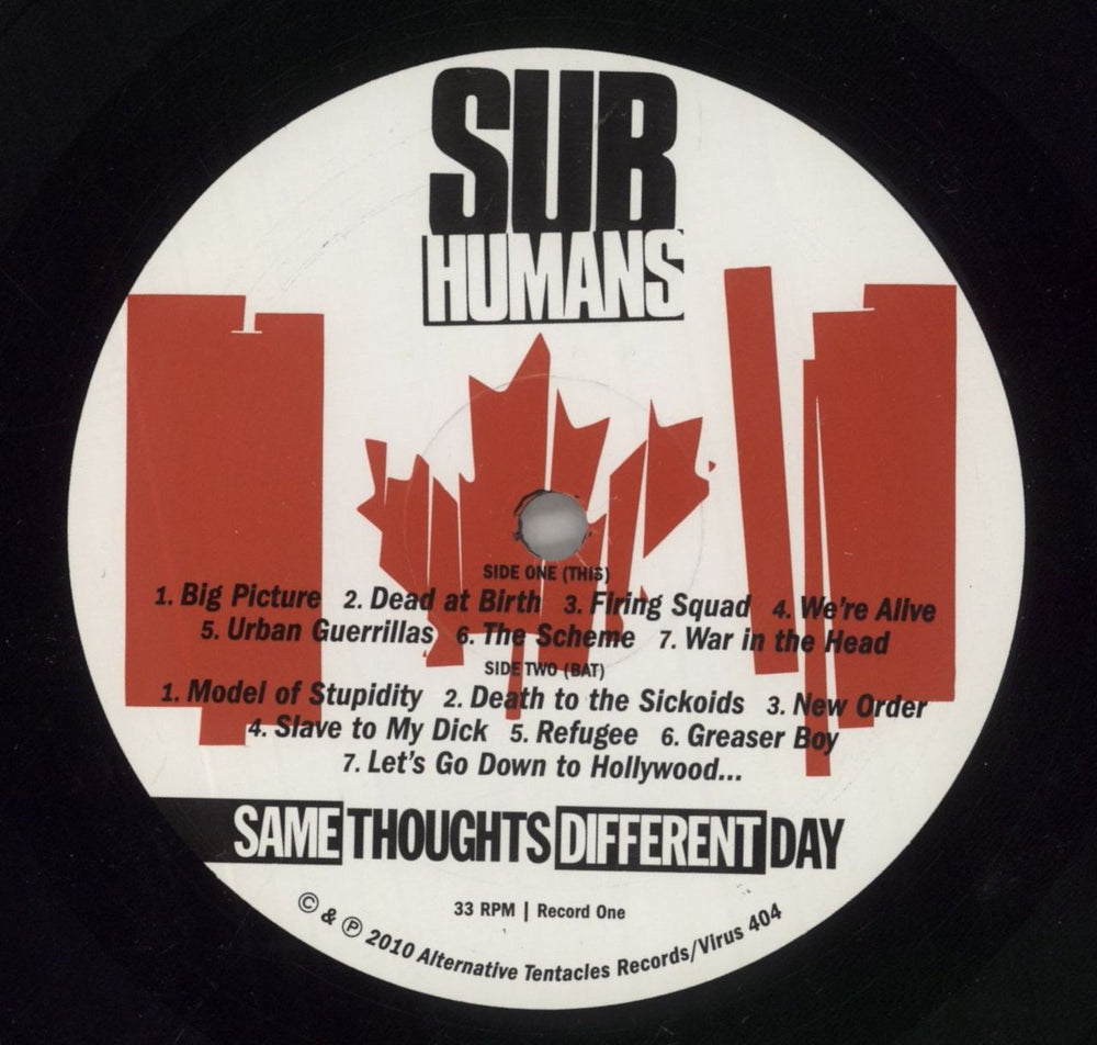 Subhumans Canada Same Thoughts Different Day US 2-LP vinyl record set (Double LP Album) 84C2LSA860164