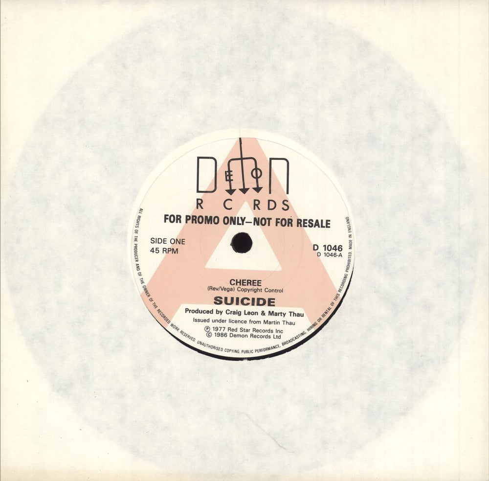 Suicide Cheree - A-label [2nd issue] UK Promo 7" vinyl single (7 inch record / 45) D1046