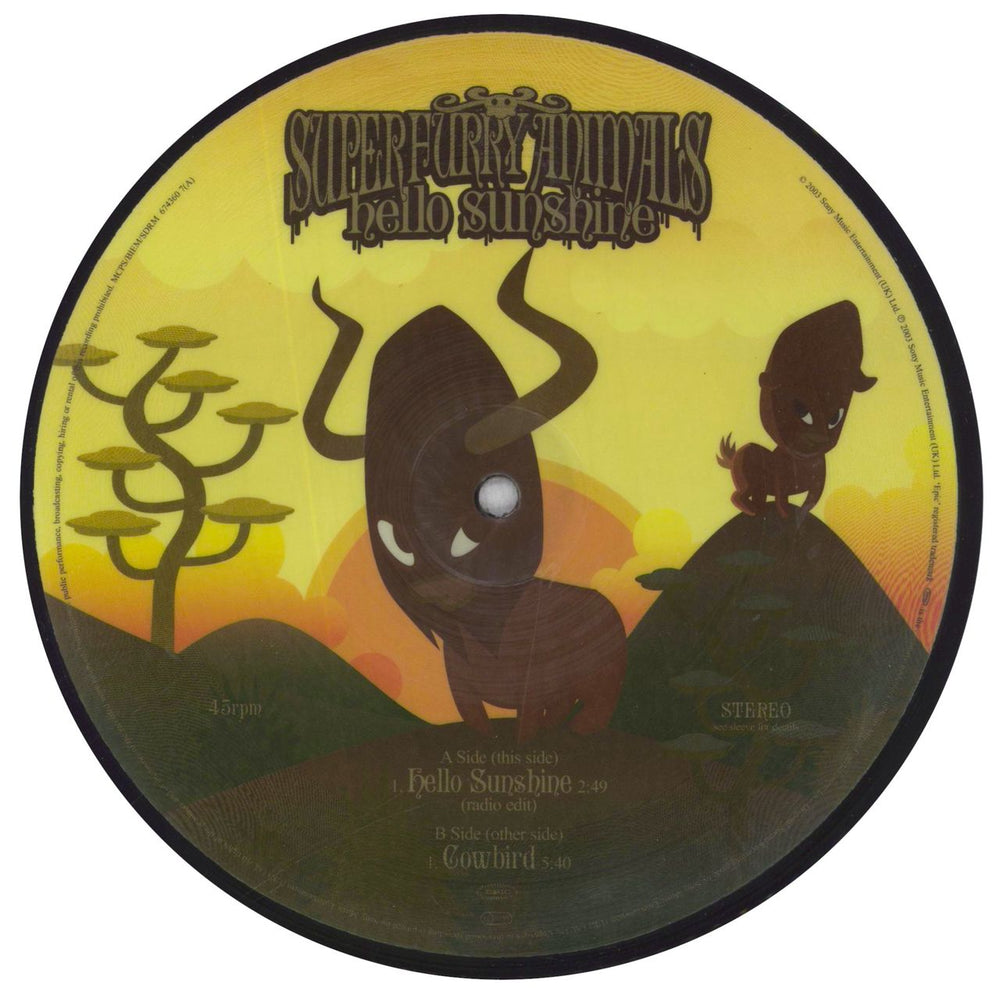 Super Furry Animals Hello Sunshine UK 7" vinyl picture disc (7 inch picture disc single) SFA7PHE259486