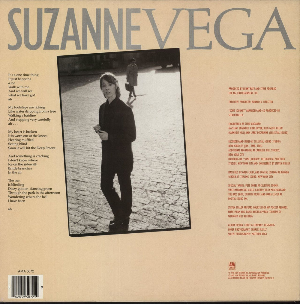 Suzanne Vega Suzanne Vega + Lyric Inner UK vinyl LP album (LP record) 082839507219