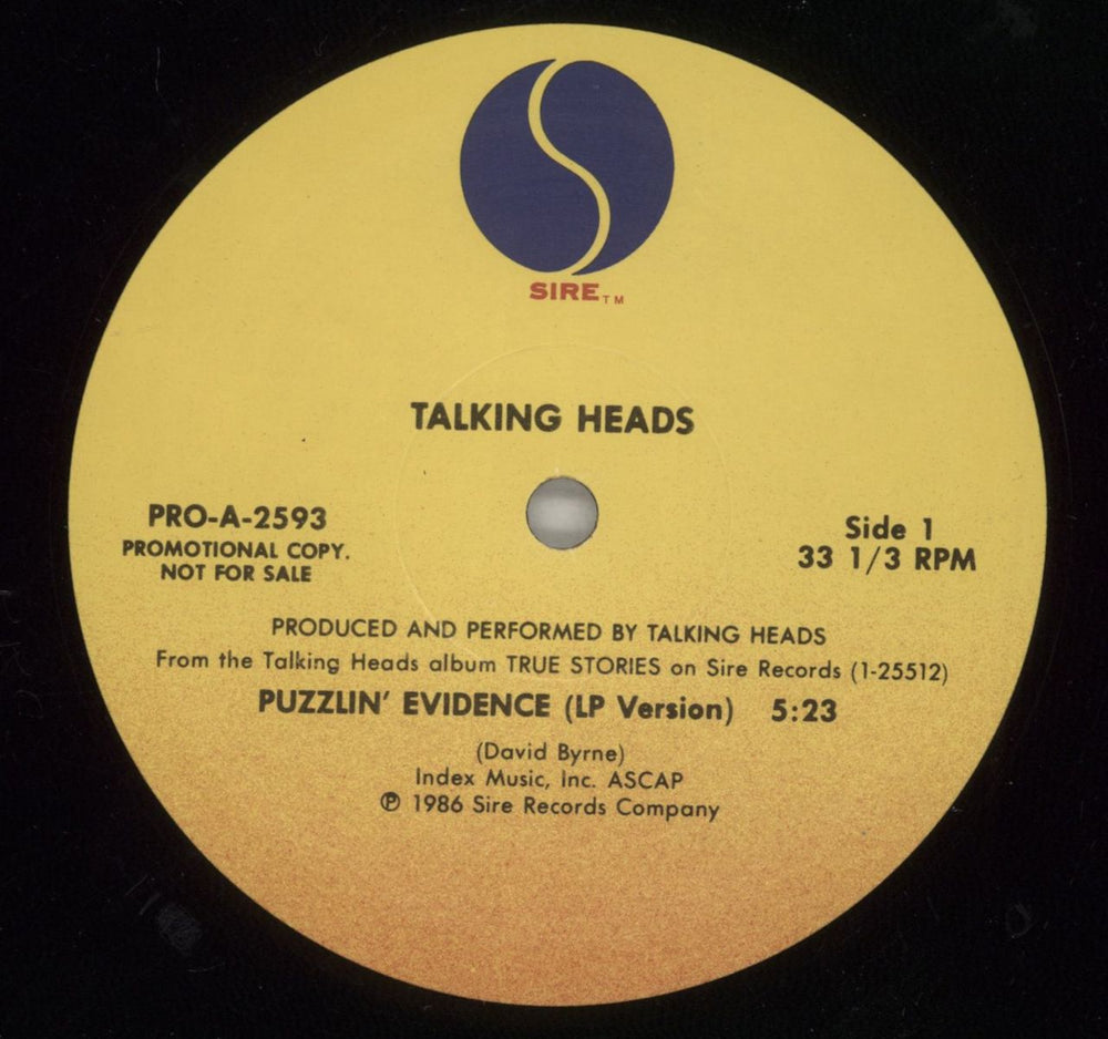 Talking Heads Puzzlin' Evidence US Promo 12" vinyl single (12 inch record / Maxi-single) TAL12PU09715