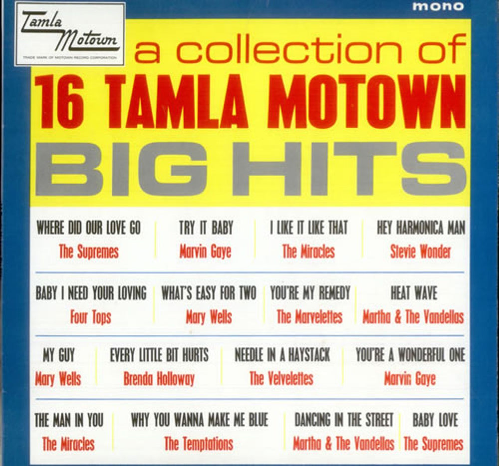 Tamla Motown 16 Tamla Motown Big Hits UK vinyl LP album (LP record) TML11001