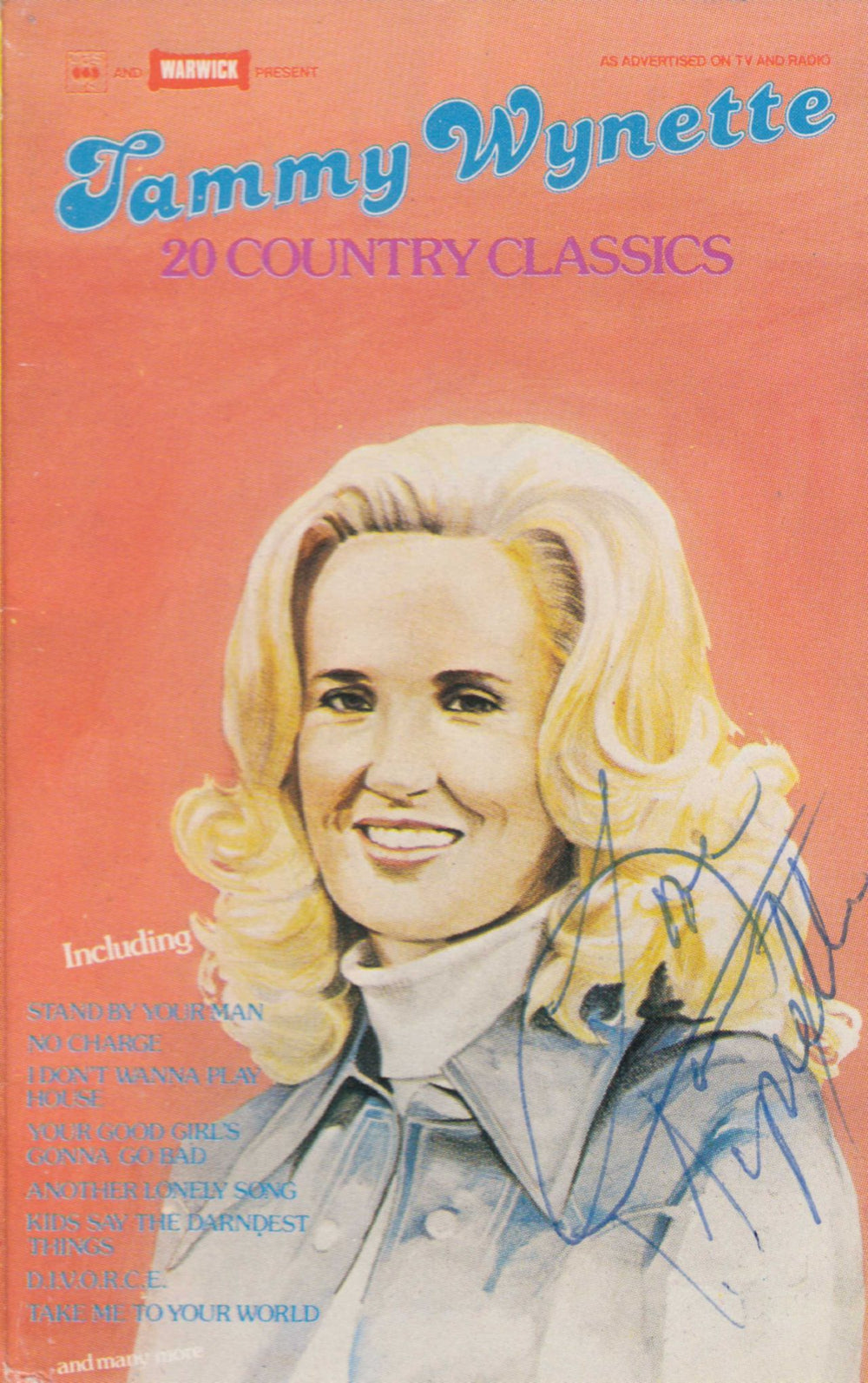 Tammy Wynette 20 Country Classics - Autographed UK cassette album PR5040