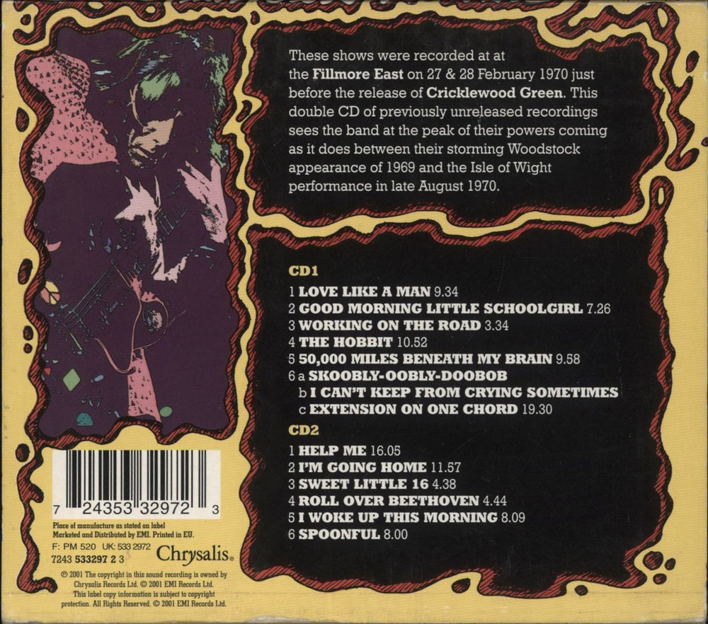 Ten Years After Live At The Fillmore East - 1970 UK 2 CD album set (Double CD)