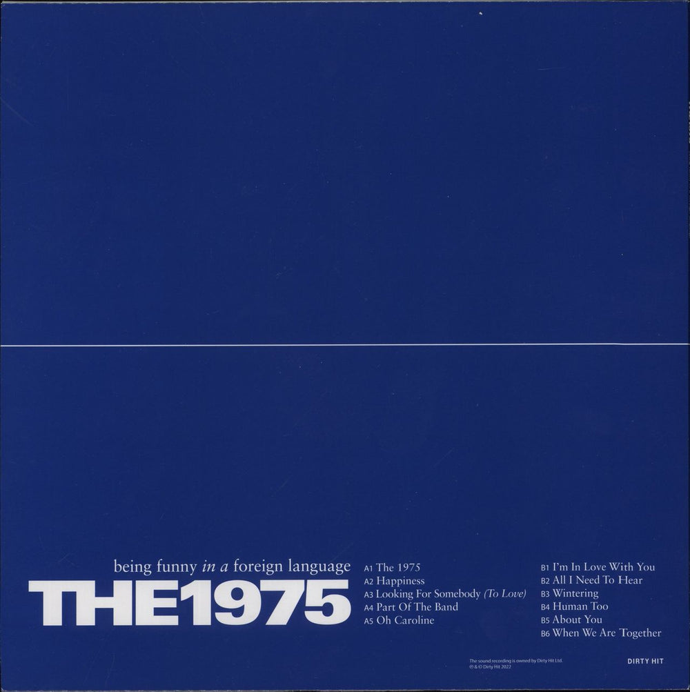 The 1975 Being Funny In A Foreign Language - Clear w/ Blue Liquid Fill Vinyl UK vinyl LP album (LP record)