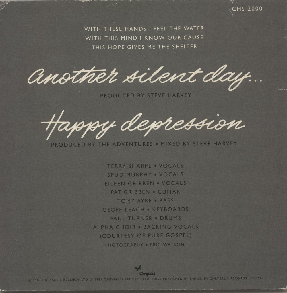 The Adventures Another Silent Day + Hype Sticker UK 7" vinyl single (7 inch record / 45)