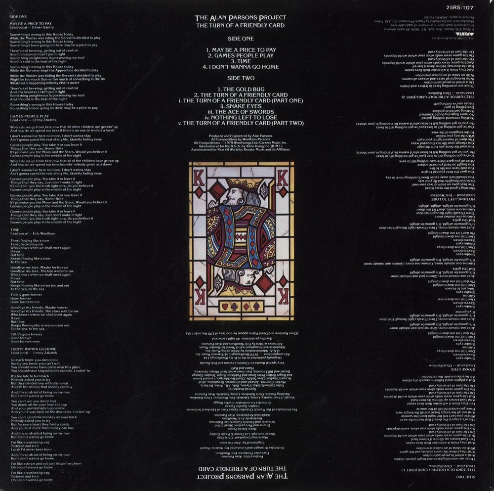 The Alan Parsons Project The Turn Of A Friendly Card - Ex Japanese vinyl LP album (LP record)