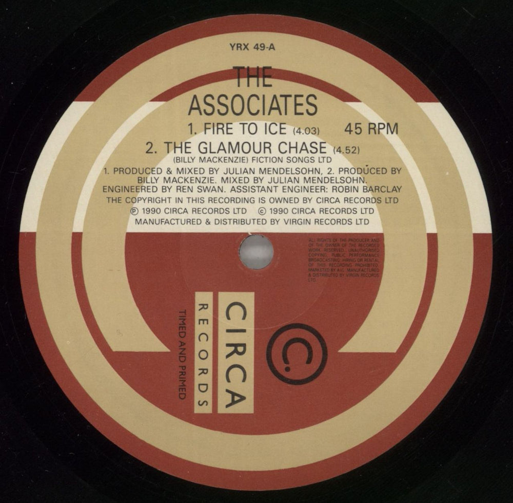 The Associates Fire To Ice UK 10" vinyl single (10 inch record) ATS10FI26525
