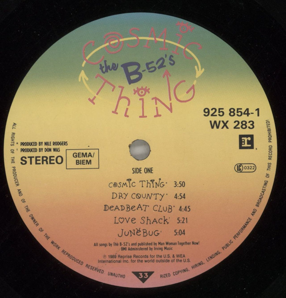 The B-52's Cosmic Thing UK vinyl LP album (LP record) B52LPCO329160