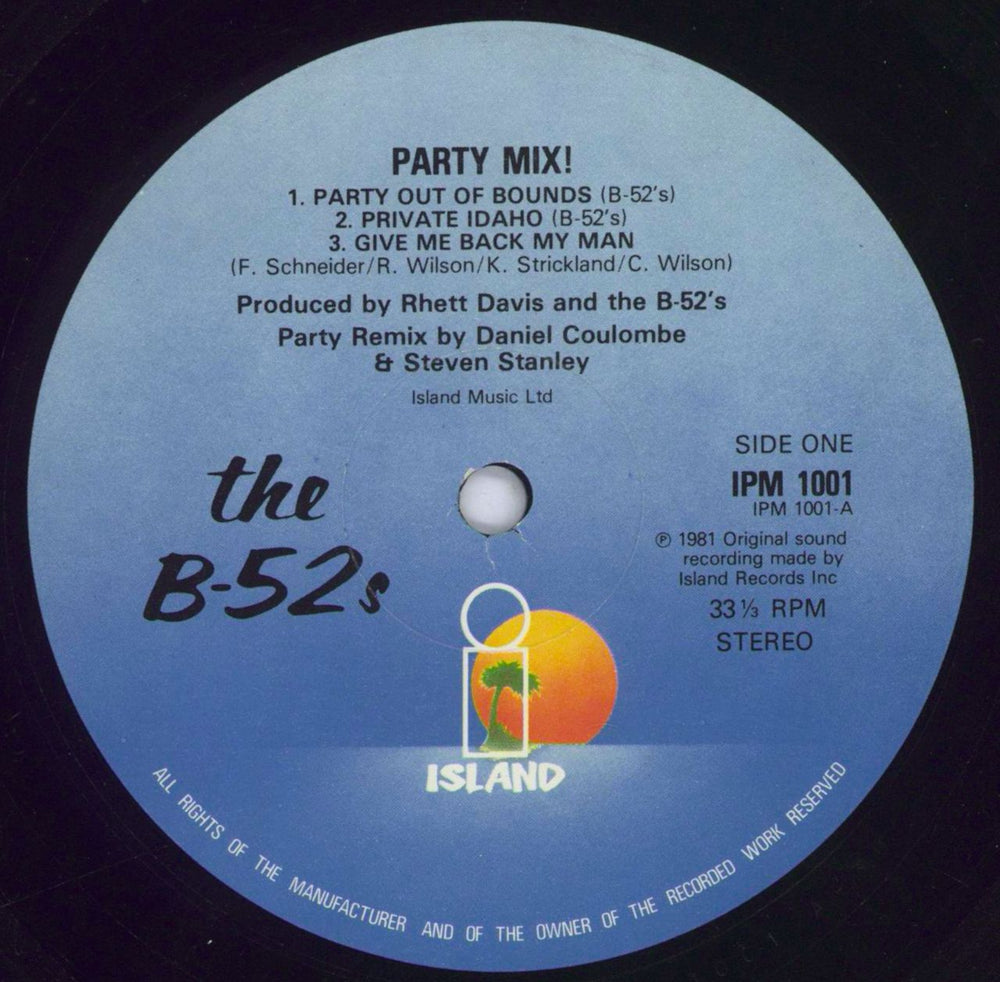 The B-52's Party Mix - Blue labels UK vinyl LP album (LP record) B52LPPA832504