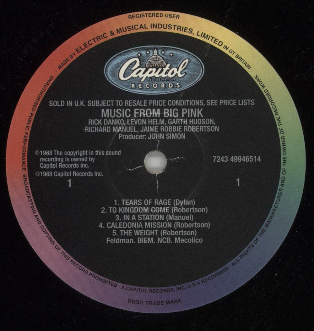 The Band Music From Big Pink - 180gm UK vinyl LP album (LP record) T-BLPMU134552