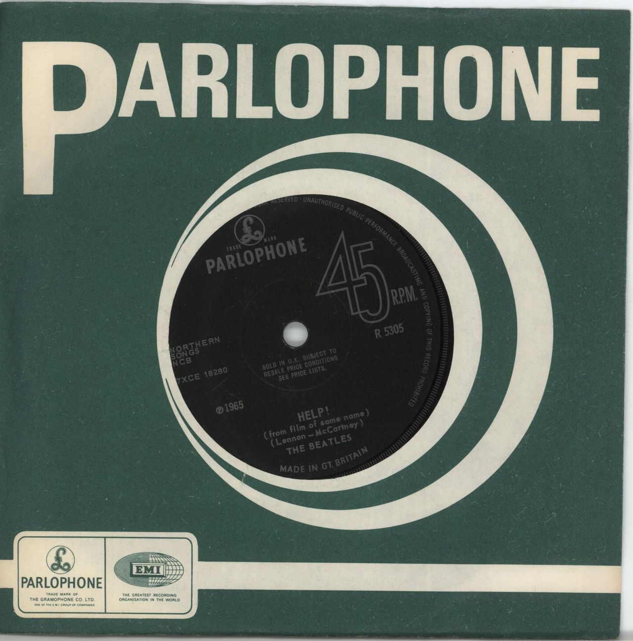 The Beatles Help! - 3rd - Solid Centre UK 7" vinyl single (7 inch record / 45) R5305