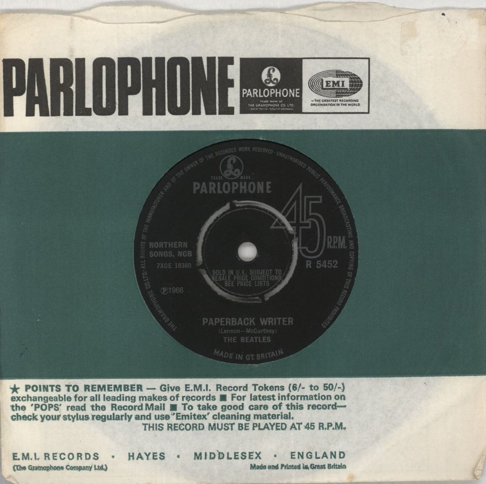 The Beatles Paperback Writer - 1st - 4pr - Archive UK 7" vinyl single (7 inch record / 45) R5452