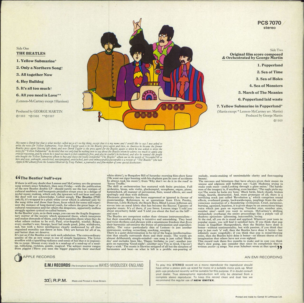The Beatles Yellow Submarine - 80s - All Rights UK vinyl LP album (LP record)