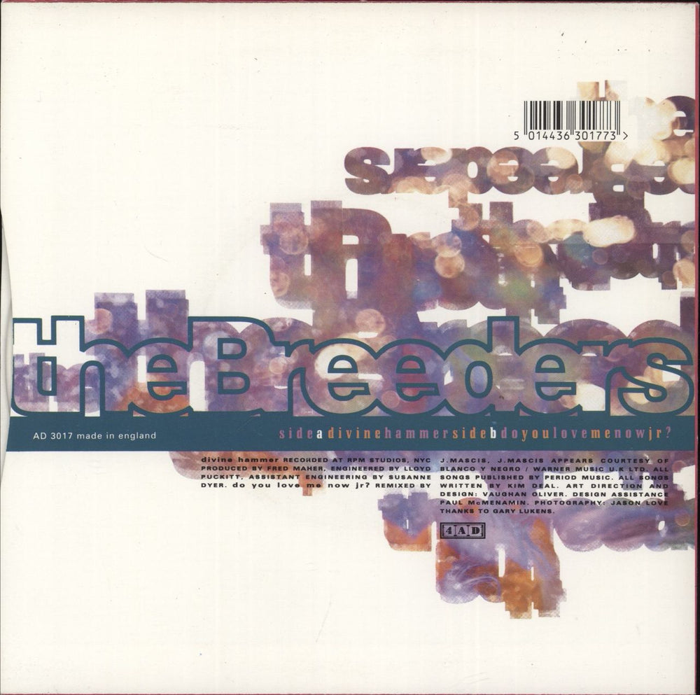 The Breeders Divine Hammer - clear vinyl UK 7" vinyl single (7 inch record / 45) 5014436301773