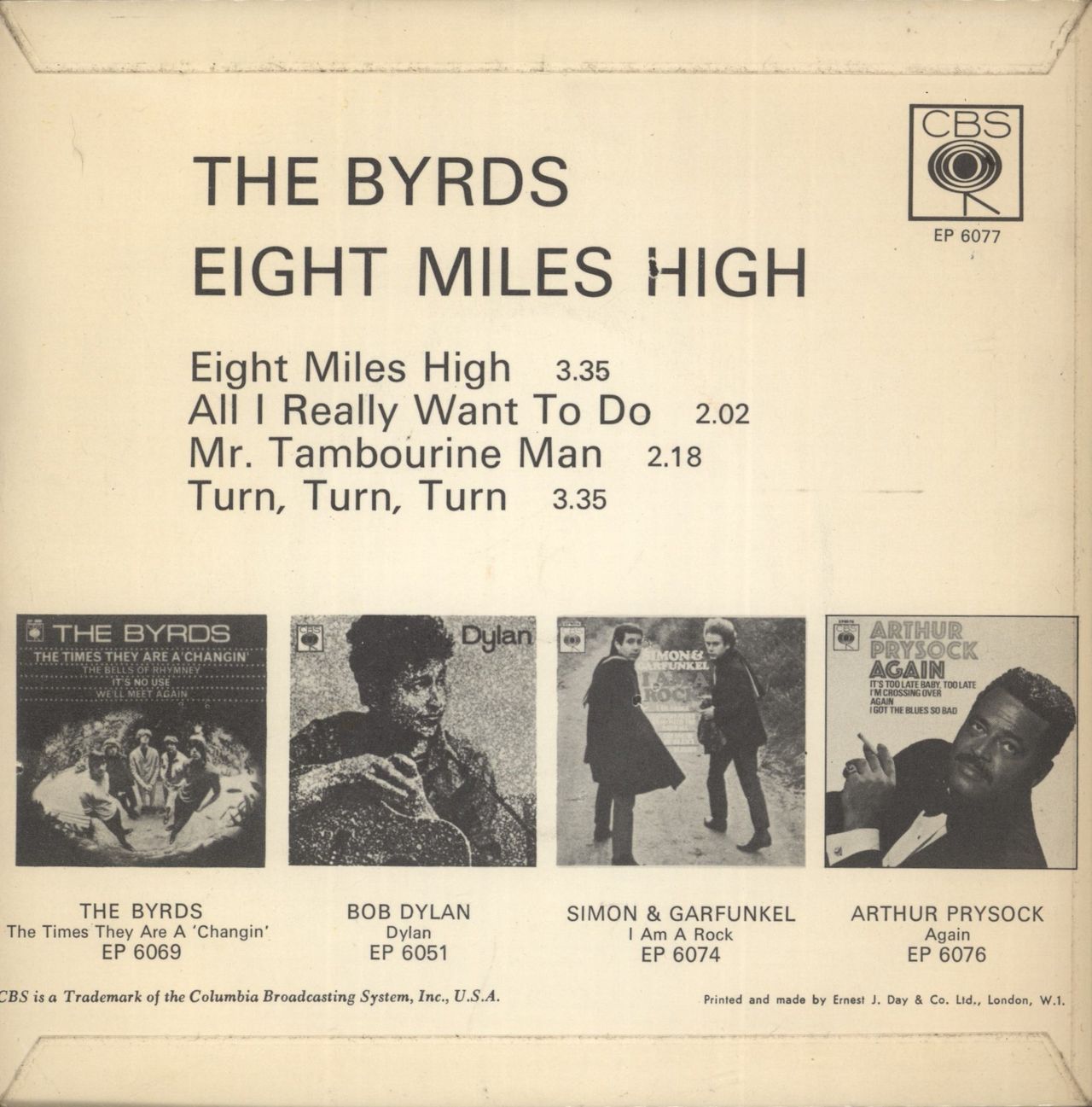 The Byrds Eight Miles High E.P. - Solid UK 7" vinyl single (7 inch record / 45)