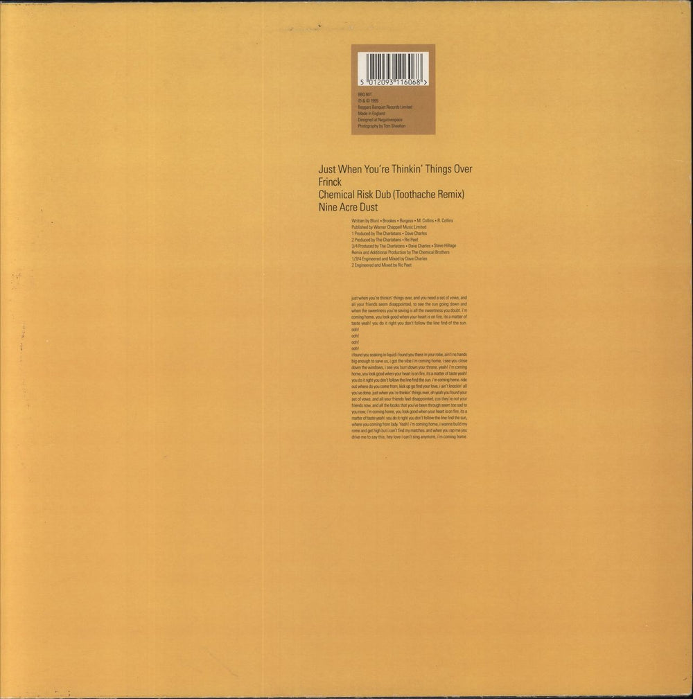 The Charlatans (UK) Just When You're Thinkin' Things Over UK 12" vinyl single (12 inch record / Maxi-single) 5012093116068
