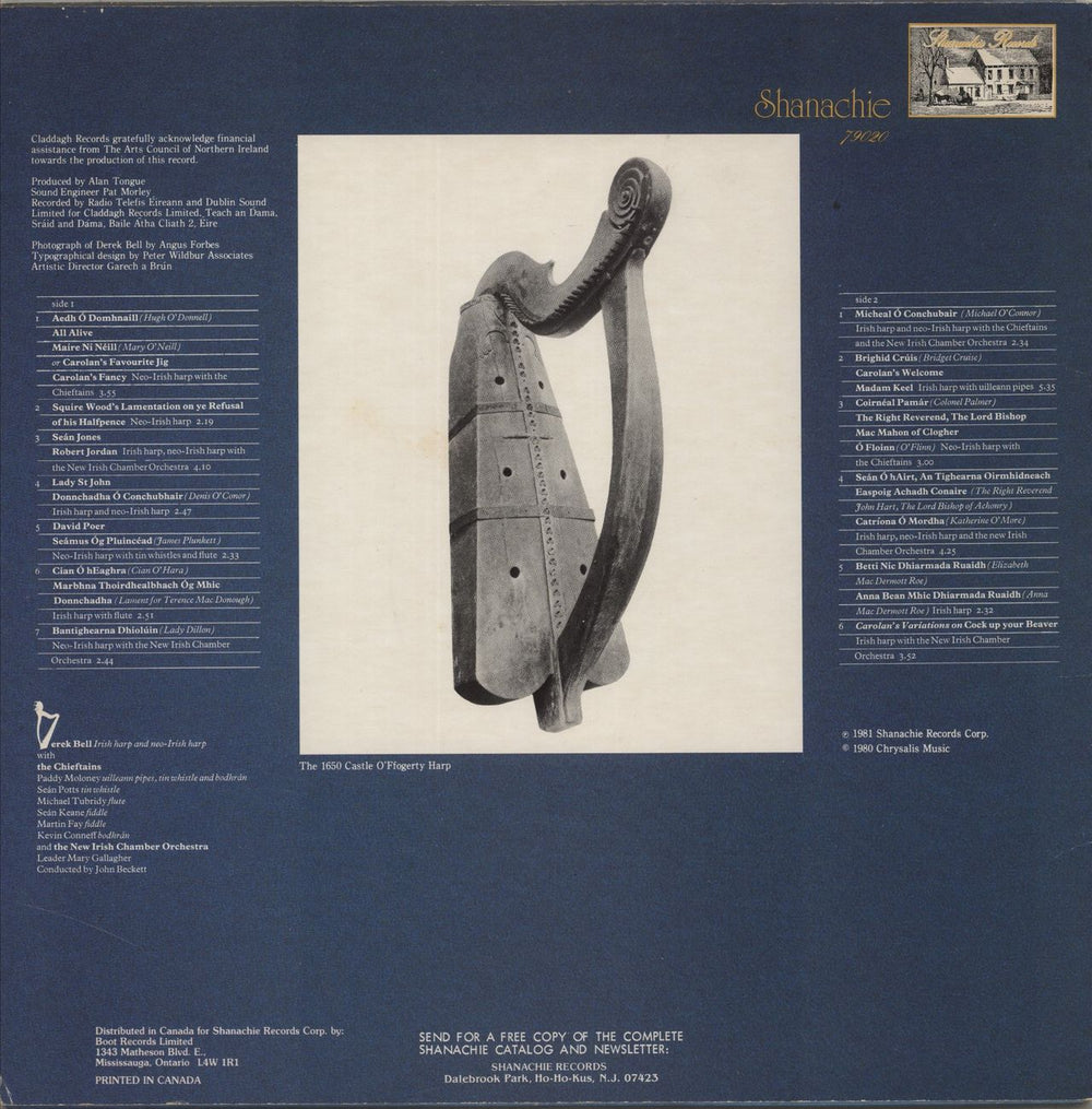 The Chieftains Carolan's Favourite: The Music of Carolan Volume 2 Canadian vinyl LP album (LP record)