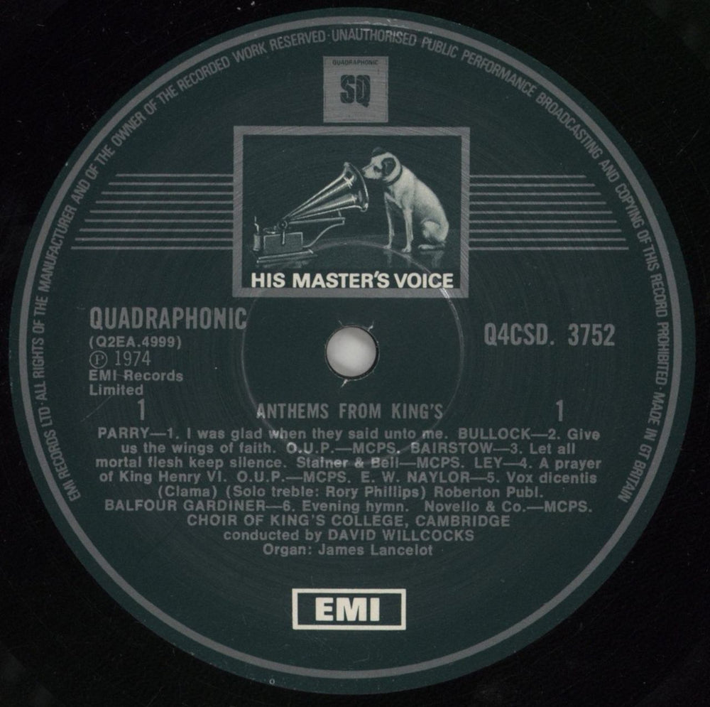 The Choir Of King's College, Cambridge Anthems From King's - Quad UK vinyl LP album (LP record) KZ2LPAN861032