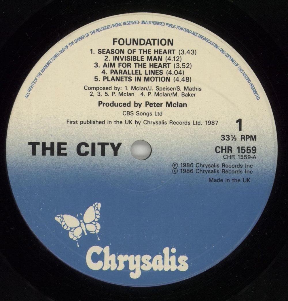The City (80s) Foundation UK vinyl LP album (LP record) TYCLPFO618952