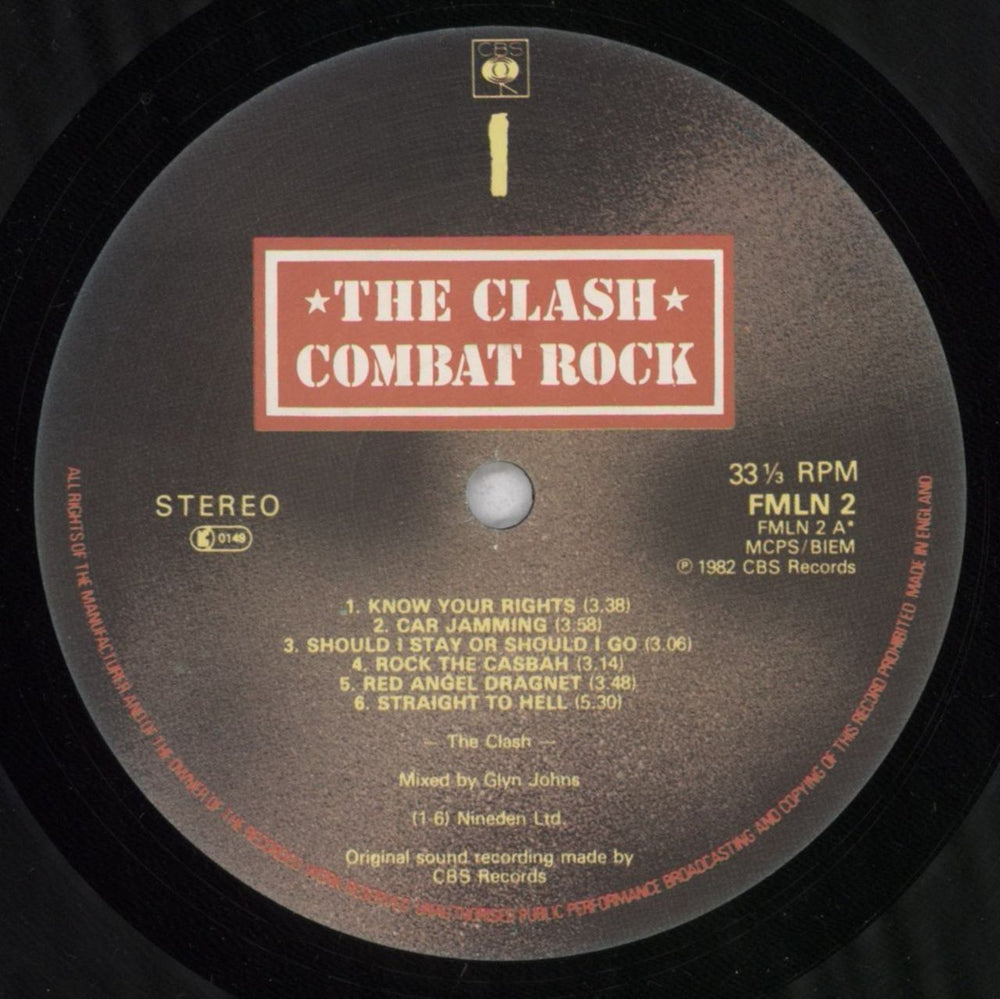 The Clash Combat Rock + Rectangular Poster - VG UK vinyl LP album (LP record) CSHLPCO837111