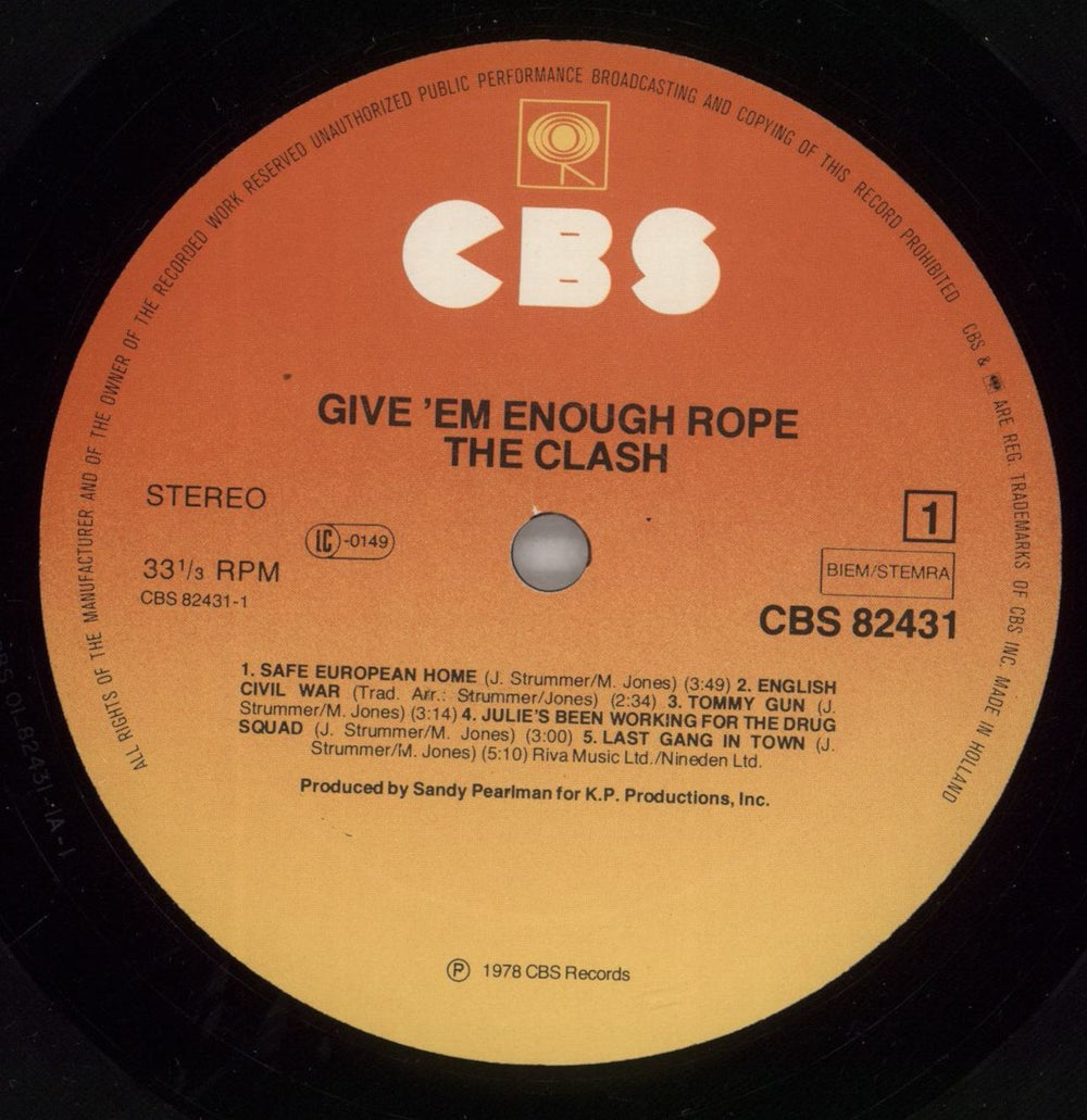 The Clash Give 'Em Enough Rope Dutch vinyl LP album (LP record) CSHLPGI865266