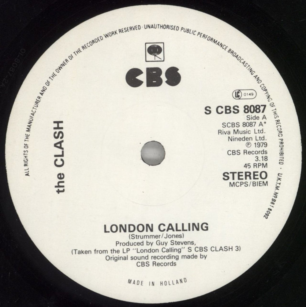 The Clash London Calling - Red UK 7" vinyl single (7 inch record / 45) CSH07LO129932