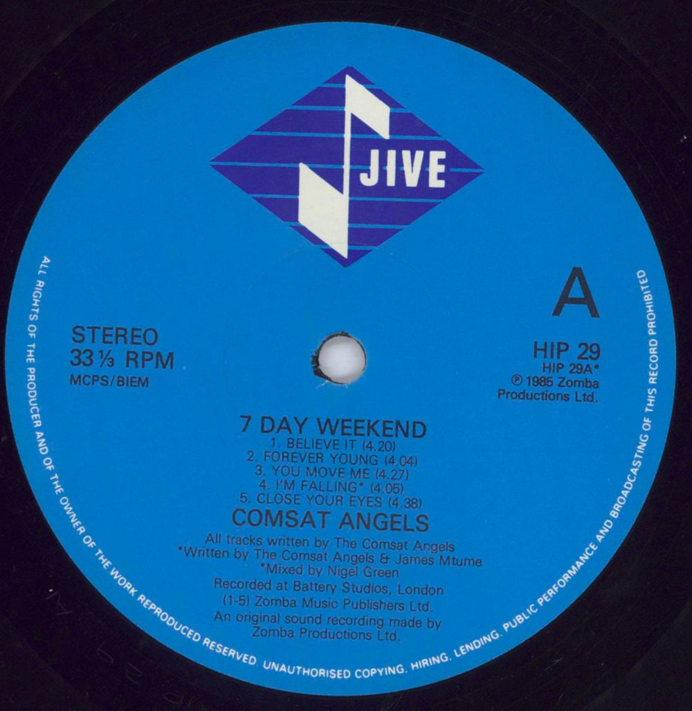 The Comsat Angels 7 Day Weekend UK vinyl LP album (LP record) TCALPDA830122