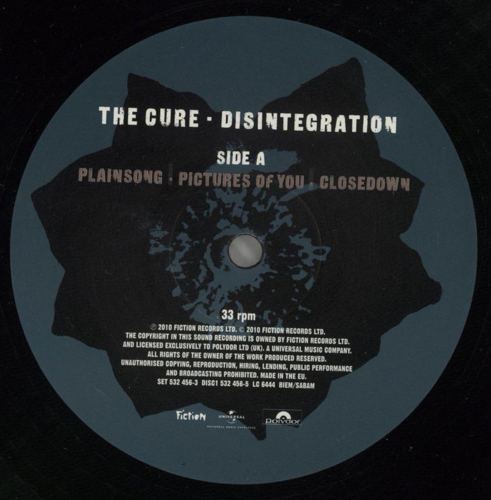 The Cure Disintegration - 180gm Vinyl UK 2-LP vinyl record set (Double LP Album) CUR2LDI741362
