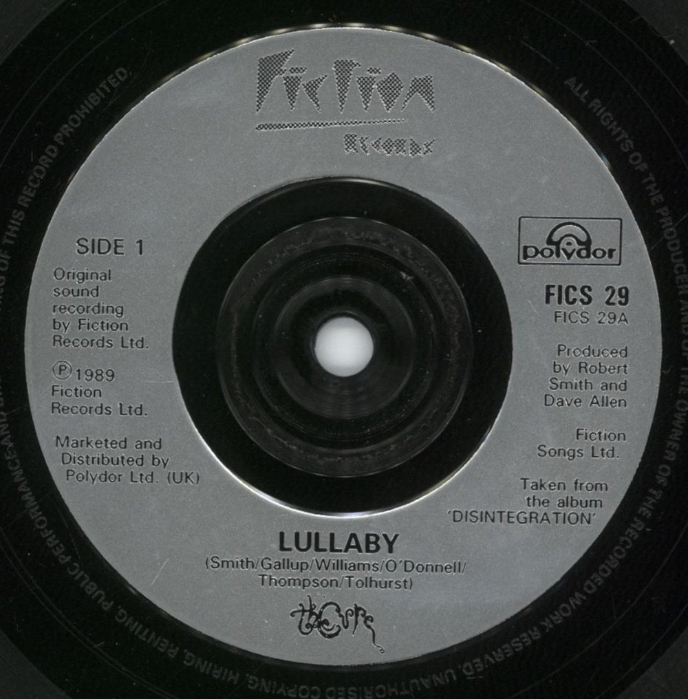 The Cure Lullaby - Inj UK 7" vinyl single (7 inch record / 45) CUR07LU738595