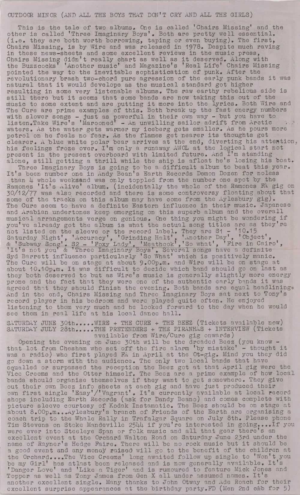 The Cure The Cure/Wire Friars Aylesbury Flyer 1979 UK handbill CURHBTH859264