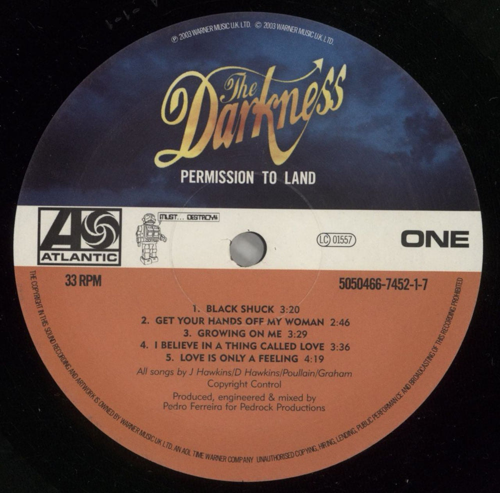 The Darkness Permission To Land - EX UK vinyl LP album (LP record) D/KLPPE872216