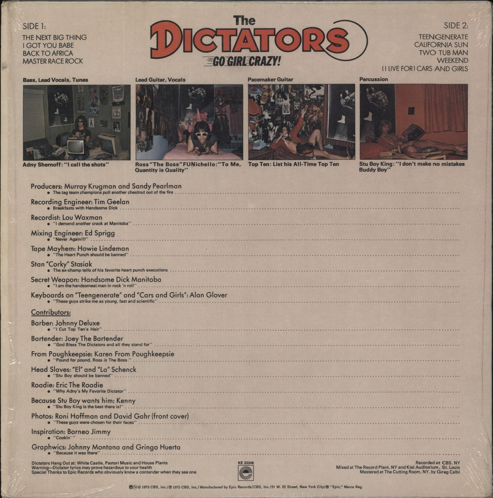 The Dictators Go Girl Crazy - Opened Import Stickered Shrink US vinyl LP album (LP record)