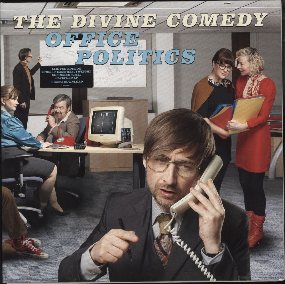 The Divine Comedy Office Politics - Blue & White 180 Gram Vinyl UK 2-LP vinyl record set (Double LP Album) DCRL112LPX