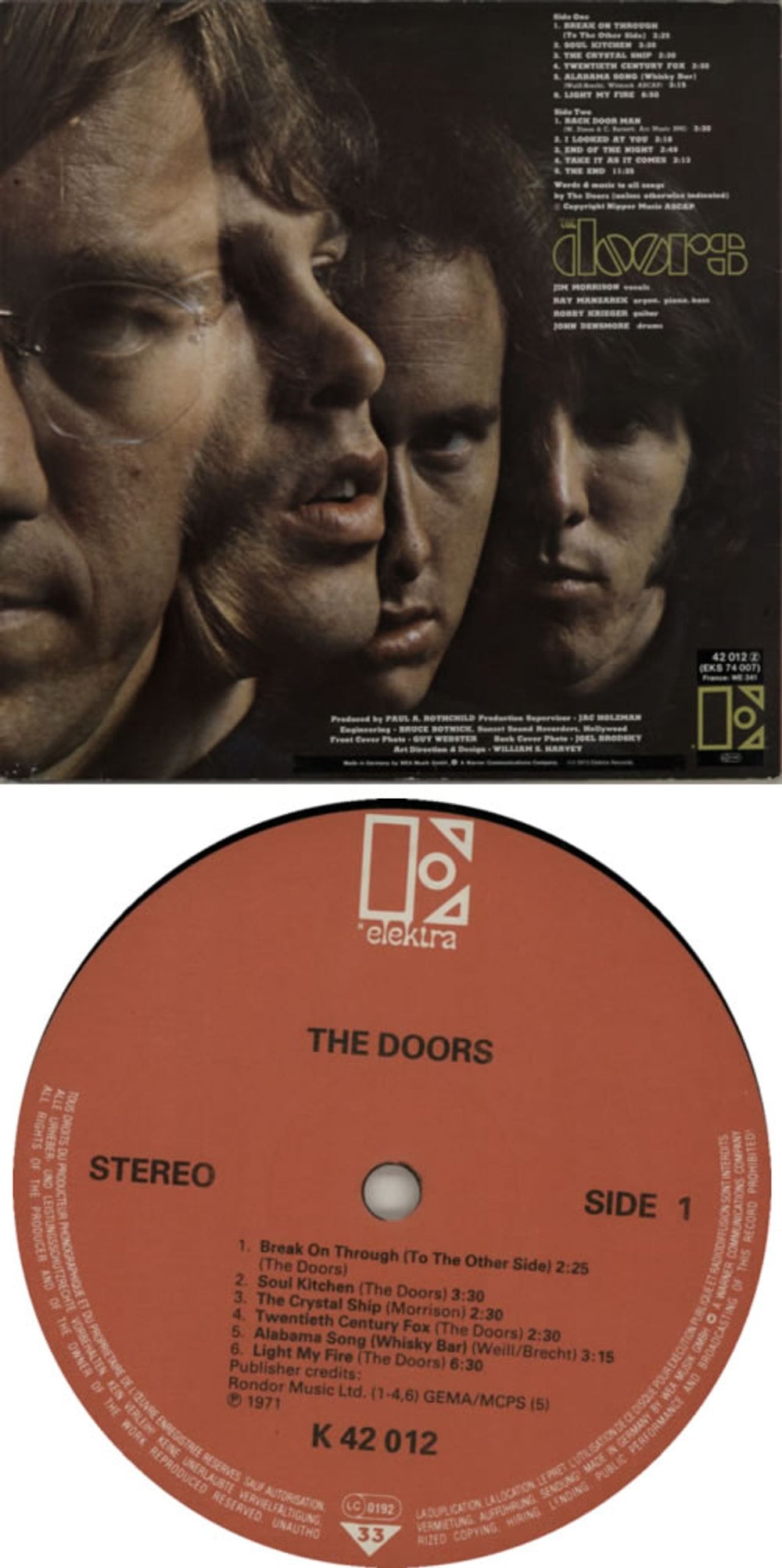 The Doors The Doors - red label German vinyl LP album (LP record) DORLPTH590068