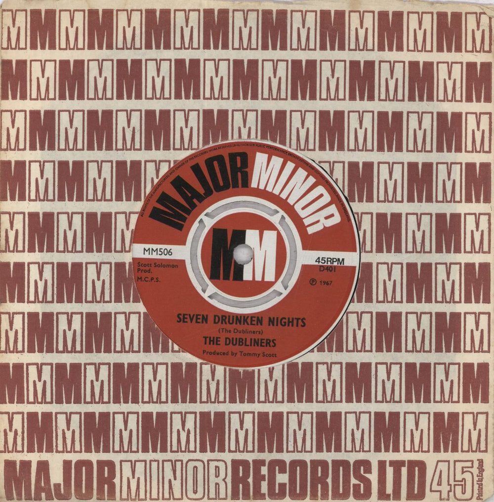 The Dubliners Seven Drunken Nights UK 7" vinyl single (7 inch record / 45) MM506
