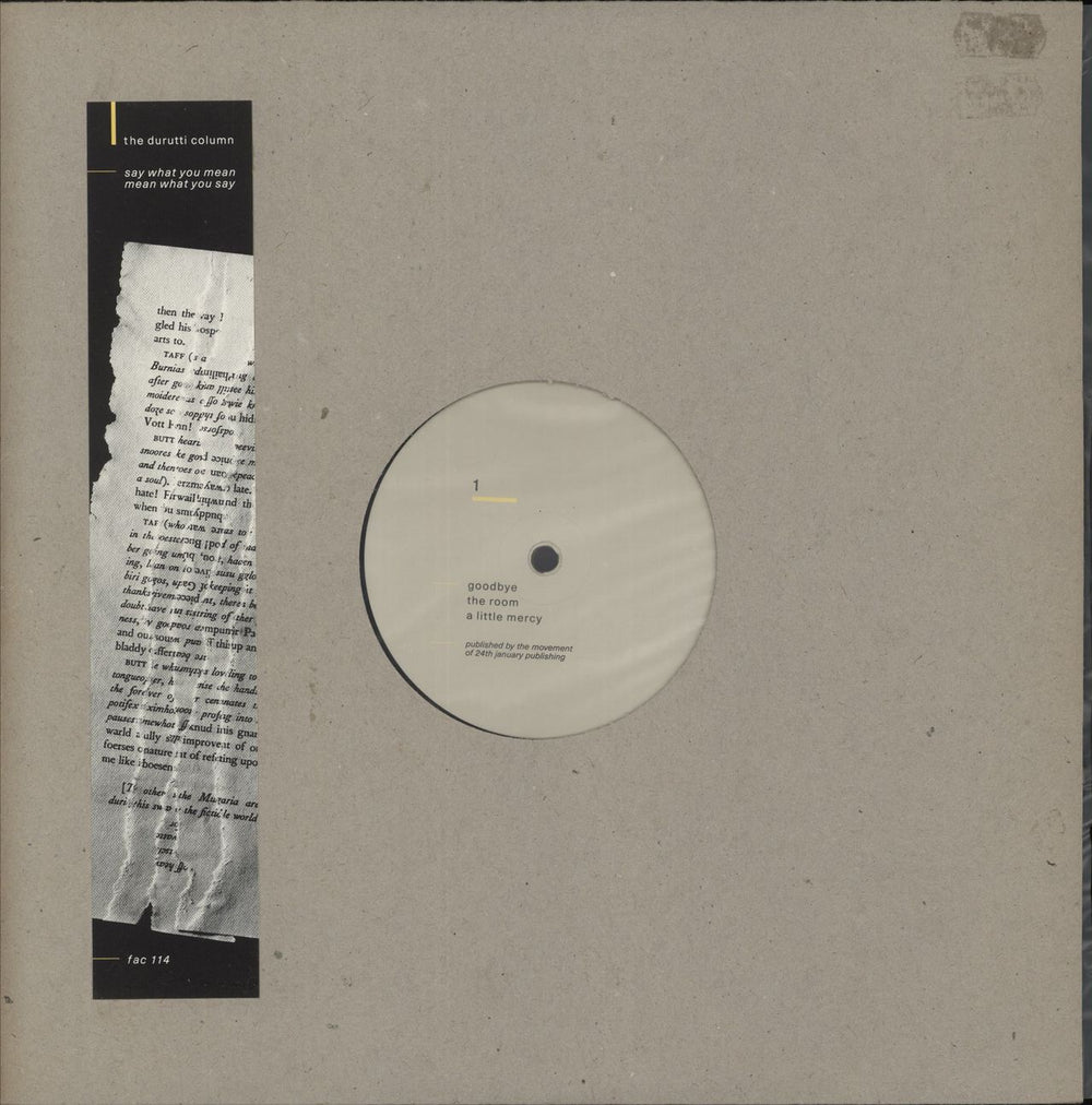 The Durutti Column Say What You Mean, Mean What You Say UK 12" vinyl single (12 inch record / Maxi-single) FAC114