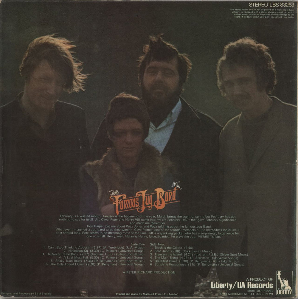 The Famous Jug Band Sunshine Possibilities UK vinyl LP album (LP record)