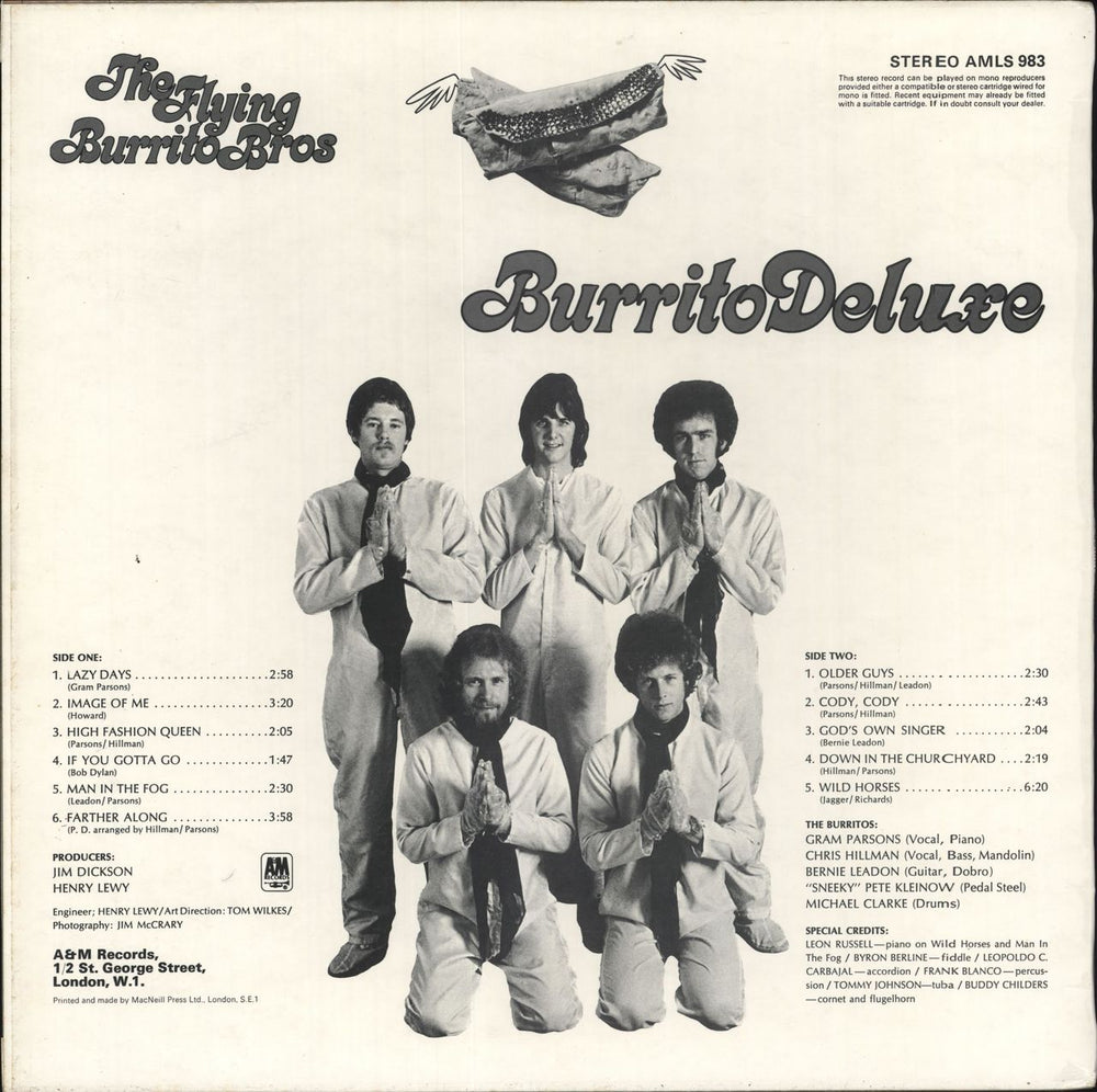 The Flying Burrito Brothers Burrito Deluxe - EX UK vinyl LP album (LP record)